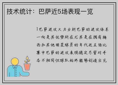技术统计：巴萨近5场表现一览